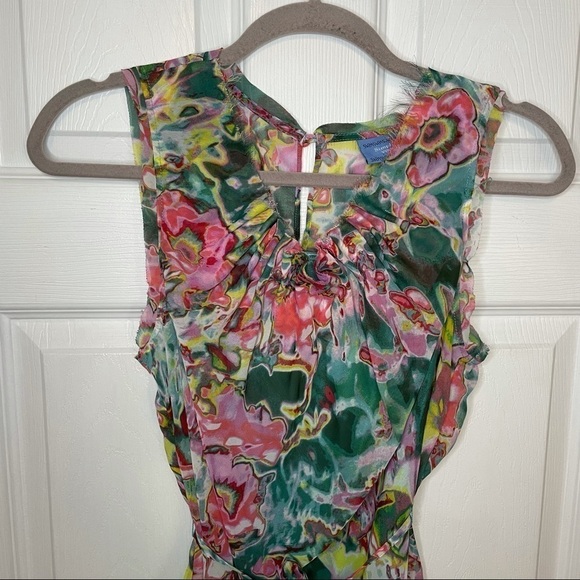 VERA Wang Simply Vera Floral watercolour Tie Top sleeveless blouse Medium - Picture 2 of 5
